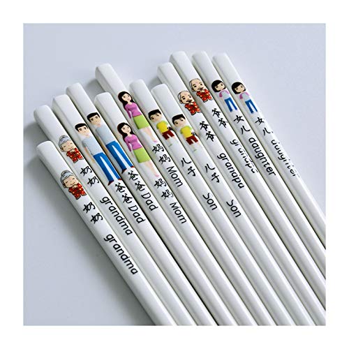 5 Paar Porzellan-Essstäbchen, 24,5 cm, wiederverwendbar, chinesisches Knochenporzellan, Essstäbchen, wiederverwendbar, hochwertige Knochenstäbchen (14 Stile) R von PTATT