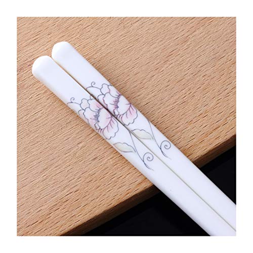 5 Paar Porzellan-Essstäbchen, 24,5 cm, wiederverwendbar, chinesisches Knochenporzellan, Essstäbchen (14 Stile) D von PTATT