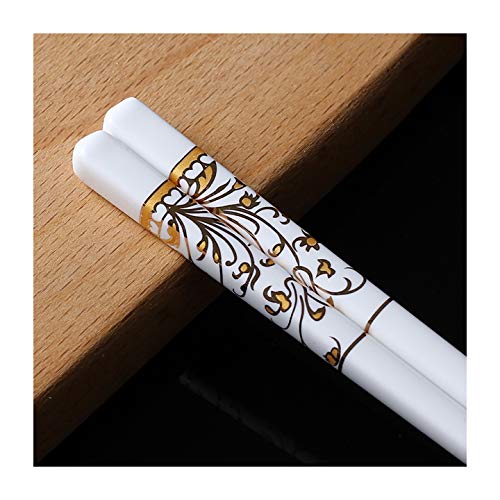 5 Paar Porzellan-Essstäbchen, 24,5 cm, wiederverwendbar, chinesisches Knochenporzellan, wiederverwendbar, hochwertige Knochenstäbchen (14 Stile) W von PTATT