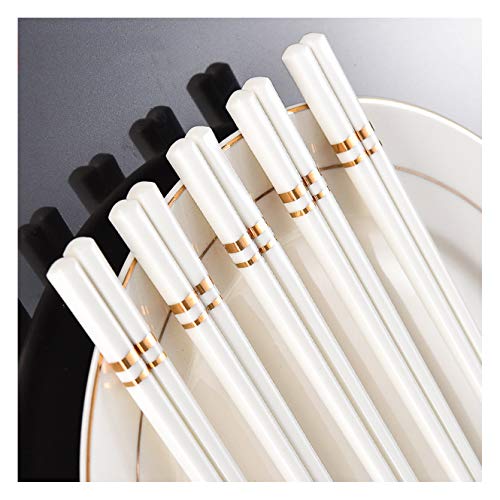5 Paar wiederverwendbare Essstäbchen aus Keramik, goldenes Luxus-Design, hohe Temperaturbeständigkeit, leicht, einfach zu bedienen und zu reinigen, chinesischer Stil, 24,8 cm (5/10 Paar) Y-5 von PTATT