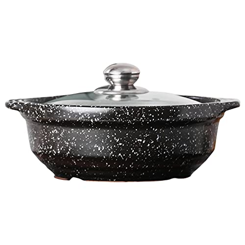 Antihaft-Kasserolle aus Keramik, rund, mit Deckel, mit transparentem Deckel, für Abendessen, Bankett und Party (0,9 l/1,5 l/2,5 l/3 l/4 l/5 l/6 l), schwarz, 2,5 l von PTATT