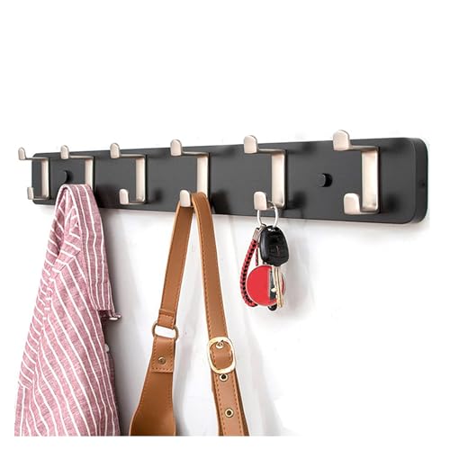 Bambus-Holzgarderobe mit zwei Aufhängerhaken, Wandmontage, Hut-Organizer, Kleiderbügel, Wand, rustikale Eingangsgarderobe mit Haken zum Aufhängen für Mäntel, Schals, Schlüssel, schwarz, 6 Haken Bambus-Holzgarderobe mit zwei Aufhängerhaken, Wandmontage, Hut-Organizer, Kleiderbügel, Wand, rustikale Eingangsgarderobe mit Haken zum Aufhängen für Mäntel, Schals, Schlüssel, schwarz, 6 Haken von PTATT