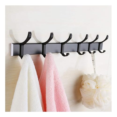 Black Space Aluminium-Kleiderbügel, Wandmontage, Metall, für den Eingang, 4–6 antike Haken, perfekt für Küche, Wohnzimmer, Badezimmer, Schwarz, 6 Black Space Aluminium-Kleiderbügel, Wandmontage, Metall, für den Eingang, 4–6 antike Haken, perfekt für Küche, Wohnzimmer, Badezimmer, Schwarz, 6 von PTATT