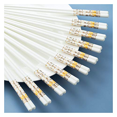 Chinesische Essstäbchen, Essstäbchen, Knochenporzellan, Geschenk-Set, Essstäbchen, wiederverwendbar, hohe Temperaturbeständigkeit, Essstäbchen-Set mit Etui, 10 Paar, S von PTATT