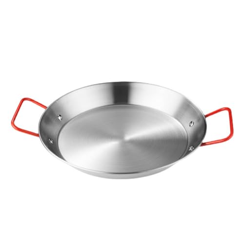 Edelstahl -Paella -Topf, spanische Meeresfrüchte -Reispfannen mit roten Doppelgraden, Picknickplatten Snackschalen Paella -Kochgeschirr für Häuser oder Restaurants Silver-38cm Edelstahl -Paella -Topf, spanische Meeresfrüchte -Reispfannen mit roten Doppelgraden, Picknickplatten Snackschalen Paella -Kochgeschirr für Häuser oder Restaurants Silver-38cm von PTATT