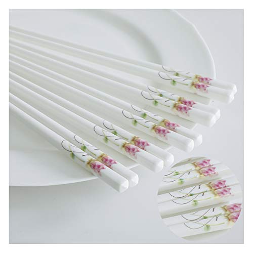 Essstäbchen, 5 Paar Essstäbchen aus hochwertigem Porzellan, wiederverwendbar, für Zuhause und Restaurant (24,5 cm) D von PTATT