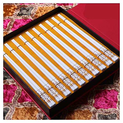 Essstäbchen aus Porzellan im klassischen japanischen Stil, wiederverwendbar, rutschfest, spülmaschinenfest, 24 cm, 10 Paar - Geschenkbox A von PTATT