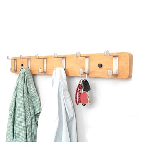Garderobenständer aus Bambus mit zwei Haken zum Aufhängen für Mäntel, Schals, Schlüssel aus Holz, 6 Haken Garderobenständer aus Bambus mit zwei Haken zum Aufhängen für Mäntel, Schals, Schlüssel aus Holz, 6 Haken von PTATT