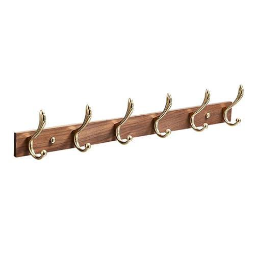 Holzgarderobe mit Hakenleiste, Wandmontage, Eingangsbereich, Kleiderkappenaufhänger, Walnussholzgarderobe mit Metallhaken für Schal, Tasche, Handtuch, Schlüssel, Tasse, Braun, 6 Haken Holzgarderobe mit Hakenleiste, Wandmontage, Eingangsbereich, Kleiderkappenaufhänger, Walnussholzgarderobe mit Metallhaken für Schal, Tasche, Handtuch, Schlüssel, Tasse, Braun, 6 Haken von PTATT