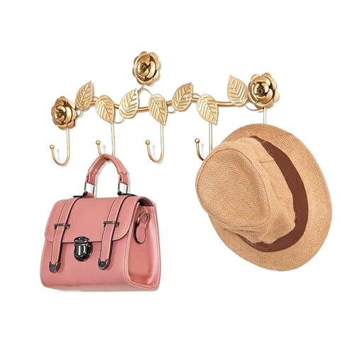 Huthalter aus Gusseisen, Schlüsselhalter, Wandaufhänger, rustikale Blumengarderobe, Wandmontage, Wand-Organizer, dekorative Bauernhaus-Haken für Handtücher, Taschen, Schals, Schlammzimmer, Gold Huthalter aus Gusseisen, Schlüsselhalter, Wandaufhänger, rustikale Blumengarderobe, Wandmontage, Wand-Organizer, dekorative Bauernhaus-Haken für Handtücher, Taschen, Schals, Schlammzimmer, Gold von PTATT