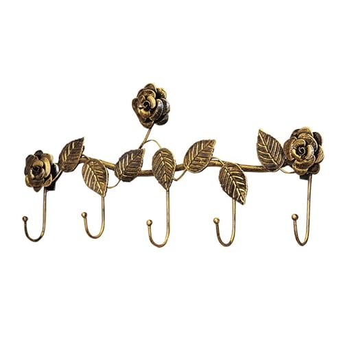 Huthalter aus Gusseisen, rustikale Wandhaken mit Blumenmuster, dekorative Wandhaken für Handtücher, Taschen, Schals, Vorraum, Gold Huthalter aus Gusseisen, rustikale Wandhaken mit Blumenmuster, dekorative Wandhaken für Handtücher, Taschen, Schals, Vorraum, Gold von PTATT