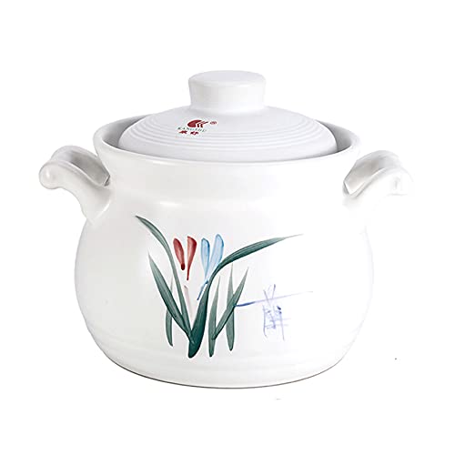 Kasserolle, irdener Tontopf, kleiner Topf, hitzebeständig, guter Wärmeerhaltungseffekt, sichere Verpackung, gesund und sicher, langlebig (2,2 l, 2,4 l, 3,2 l, weiß), Weiß, 2,9 l von PTATT