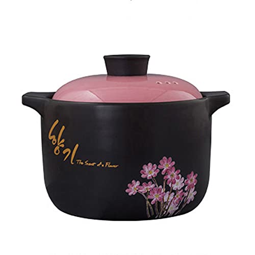 Kasserolle mit Deckel, leicht zu reinigen, glasiert, glatt und hart, starke Wärmeleitfähigkeit, gute Wärmedämmung, langlebig (Größe : 4 l/3,6 Quart), Schwarz, 4 l von PTATT
