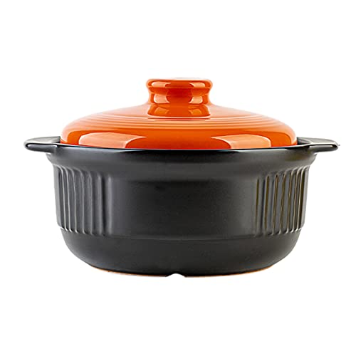 Keramik Auflaufform mit Deckel, Runde Bräter abgedeckt, Lasagne-Pfannen mit Deckel für Küche, Auflaufform mit Deckel für Abendessen, Küche, Reaktivglasur (2,2 l) orange von PTATT