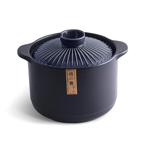 Keramik-Kochgeschirr im japanischen Stil, Kochtopf mit Deckel, Suppentopf, Tontopf im Retro-Stil, binauraler Schmortopf mit Deckel, runder Topf aus Erde, Warmhalten, blau, 5,5 l Keramik-Kochgeschirr im japanischen Stil, Kochtopf mit Deckel, Suppentopf, Tontopf im Retro-Stil, binauraler Schmortopf mit Deckel, runder Topf aus Erde, Warmhalten, blau, 5,5 l von PTATT