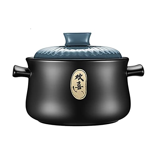 Keramik Kochtopf Schwarz Blau | Keramik Topf | Antihaft-Topf | Eintopf | Suppentopf | Dampftopf | Kratzfest | Kühlschrank | Hitzebeständig | Schwarz | 3,5 Liter von PTATT