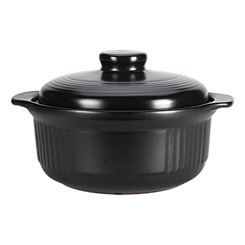 Keramiktopf 2,9 l, Kochgeschirr aus Keramik, Suppentopf, Eintopf, Tontopf, gesunde Eintopf, schwarze Keramik-Auflaufform, hitzebeständige runde Auflaufform Keramiktopf 2,9 l, Kochgeschirr aus Keramik, Suppentopf, Eintopf, Tontopf, gesunde Eintopf, schwarze Keramik-Auflaufform, hitzebeständige runde Auflaufform von PTATT