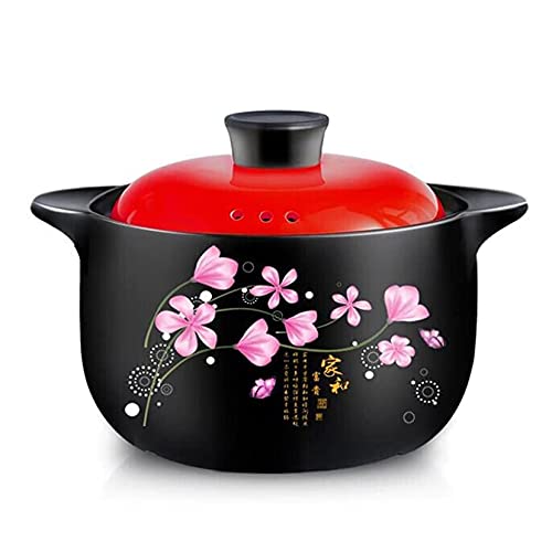 Keramiktopf Tontopf zum Kochen von Auflaufform, Hochtemperaturbrennen, sicher und effizient, energiesparend und langlebig, leicht zu reinigen (Kapazität 4L/5L/6L/7L/8L) Schwarz-5L von PTATT