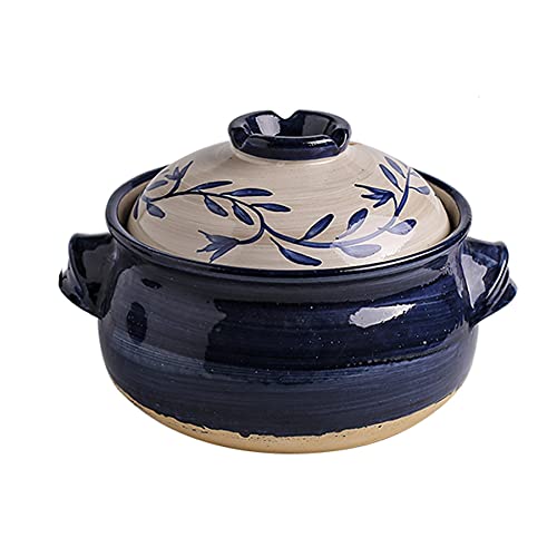 Keramiktopf Topf Topf Heiß Topf Tontopf Topf Schwarz Flach Rund Eintopf Topf Keramik Suppentopf Suppentopf Topf Topf 3,6L Blau von PTATT
