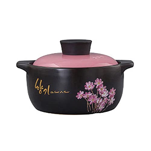 Keramiktopf mit Deckel, Blumenmuster, hitzebeständig, 1,6 l, Schwarz Keramiktopf mit Deckel, Blumenmuster, hitzebeständig, 1,6 l, Schwarz von PTATT