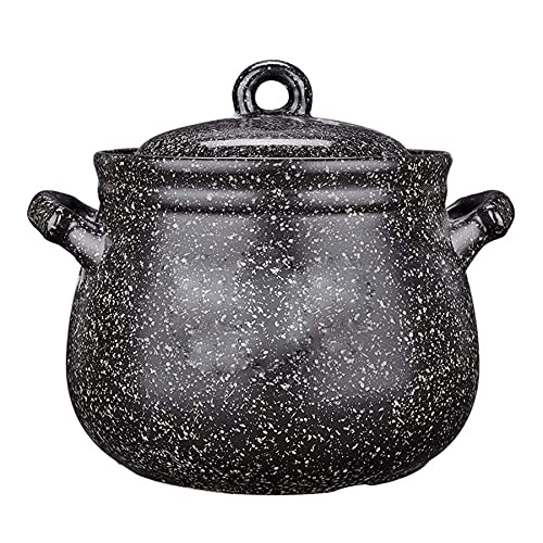 Keramiktopf zum Kochen von Auflaufform, großes Fassungsvermögen, hohe Temperaturbeständigkeit, guter Wärmeerhaltungseffekt (Fassungsvermögen 4 l), Schwarz, 4 l von PTATT