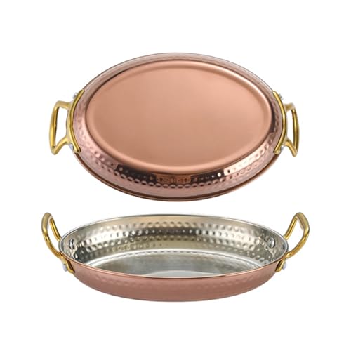 Ovaler Kochtopf aus Edelstahl 304 mit Doppelgriff aus Metall für Haushalt oder Gastronomie, 16 cm, Gold von PTATT
