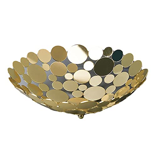 PTATT Brotkorb mit Metallscheibe, Metalldraht, Obst- und Gemüse-Organizer, Körbe für Küche, Theke, Obsthalter, Körbe, Schüssel für Brot (schwarz, weiß, gold), Gold von PTATT