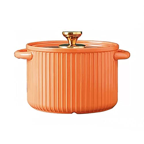 PTATT Keramik Suppentopf Suppentopf Gesund Eintöpfe Kasserolle Tontopf Keramik Rund mit Deckel für Shabu Shabu für Zwiebelsuppe Eintöpfe Kasserolle Orange von PTATT
