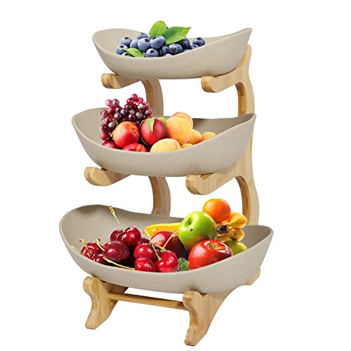 PTATT Obstkorb Bambus 3 Ebenen Obstschale Keramik Obstschale für Küchentheke Aufbewahrungstablett Servierplatten für Obst Dessert Gemüse Braun PTATT Obstkorb Bambus 3 Ebenen Obstschale Keramik Obstschale für Küchentheke Aufbewahrungstablett Servierplatten für Obst Dessert Gemüse Braun von PTATT