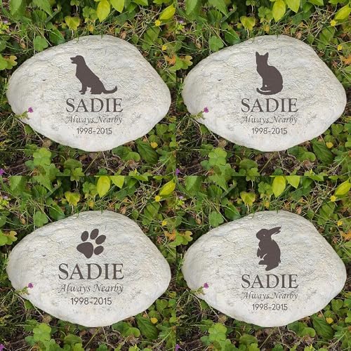 PTATT Personalisierte Haustier-Gedenksteine für Hund/Katze, lasergravierte Hundegrabmacher Katze Grabstein Gedenkstein Garten Stein Outdoor dekorative Steine Verlust der Haustier-Sypathie Geschenk von PTATT