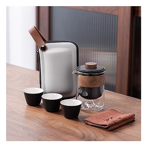 PTATT Reise -Tee -Sets Mit Tee Infuser Chinesische Gung -Fu -Teekanne, Chinesisches Gongfu -Tee -Set In Einem Tragbaren Koffer Für Reisecamping -Picknick -Büro Oder Gesche Black von PTATT