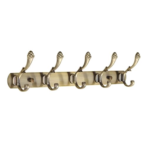 Robuste Metall-Hakenleiste mit 5 Doppelhaken, Wandhalterung, Traglast 100 kg, rustikale Kleiderhaken zum Aufhängen von Mänteln, Geldbörsen, Kleidung, Jacken, Rucksäcken, Gold Robuste Metall-Hakenleiste mit 5 Doppelhaken, Wandhalterung, Traglast 100 kg, rustikale Kleiderhaken zum Aufhängen von Mänteln, Geldbörsen, Kleidung, Jacken, Rucksäcken, Gold von PTATT