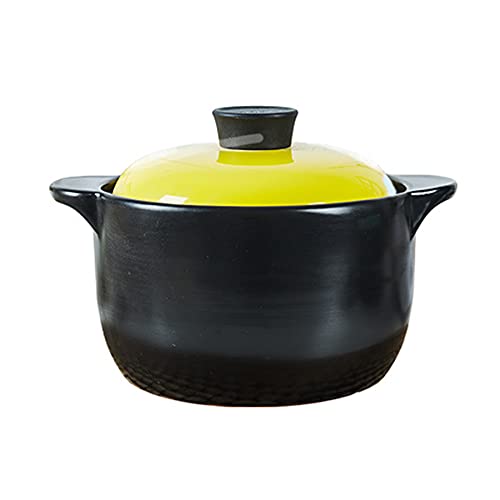 Tontopf 3,5 l zum Kochen aus Keramik - Terrakotta-Topf, langlebig, gute Isolierwirkung, hartes Material, leicht zu reinigen, gelb von PTATT