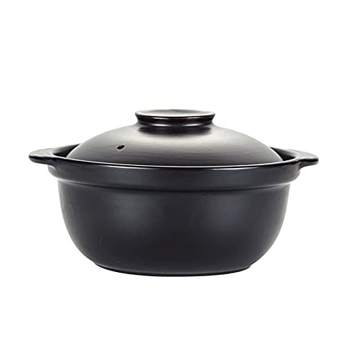 Tontopf zum Kochen, Steingut-Topf, Keramik-Kochtopf, chinesischer Keramik-Kasserolle, Tontopf, Erdtopf mit Deckel, kleiner Dampf, schwarz, 1,3 l von PTATT