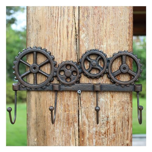 Vintage Farmhouse Schlüsselhalter, Garderobenhaken, Wandmontage, rustikales Gusseisen-Regal, Wand-Organizer, dekorative Bauernhaus-Haken für Hut, Tasche, Schals, Schlammzimmer, Braun Vintage Farmhouse Schlüsselhalter, Garderobenhaken, Wandmontage, rustikales Gusseisen-Regal, Wand-Organizer, dekorative Bauernhaus-Haken für Hut, Tasche, Schals, Schlammzimmer, Braun von PTATT