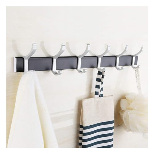 Wandgarderobe aus Aluminium, Wandmontage, für den Eingangsbereich, 4–6 antike Haken, perfekt für Küche, Wohnzimmer, Badezimmer, Silber-6 Wandgarderobe aus Aluminium, Wandmontage, für den Eingangsbereich, 4–6 antike Haken, perfekt für Küche, Wohnzimmer, Badezimmer, Silber-6 von PTATT