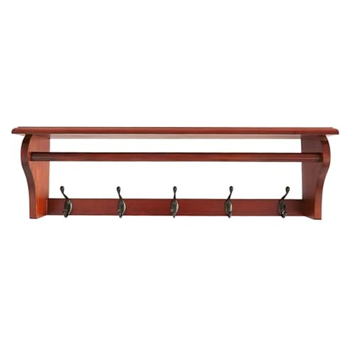 Wandmontiertes Wandregal mit Trennwand, 4–6 Haken, Hutablage, Handtuchaufhänger, Holz, Wandhaken, Aufhänger mit Heringen, Eingangsbereich, Schlafzimmer, Badezimmer, Braun, 5 Wandmontiertes Wandregal mit Trennwand, 4–6 Haken, Hutablage, Handtuchaufhänger, Holz, Wandhaken, Aufhänger mit Heringen, Eingangsbereich, Schlafzimmer, Badezimmer, Braun, 5 von PTATT