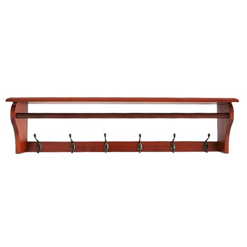 Wandmontiertes Wandregal mit Trennwand, 4–6 Haken, Hutablage, Handtuchaufhänger, Holz, Wandhaken, Aufhänger mit Heringen, Eingangsbereich, Schlafzimmer, Badezimmer, Braun, 6 Wandmontiertes Wandregal mit Trennwand, 4–6 Haken, Hutablage, Handtuchaufhänger, Holz, Wandhaken, Aufhänger mit Heringen, Eingangsbereich, Schlafzimmer, Badezimmer, Braun, 6 von PTATT