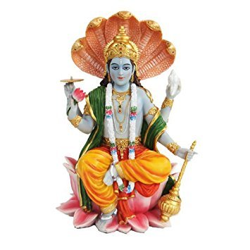 PTC Vishnu with Lotus Mythological Indian Hindu God Statue Figurine (8 Inch) von PTC