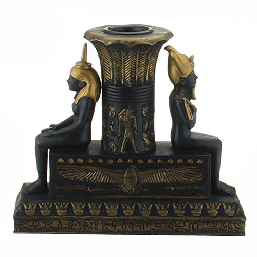 Pacific Trading Kerzenhalter Isis und Osiris, Schwarz und Gold, Ägyptischer Stil, Handbemalt, Harz, 1 Stück, 2.5 x 4 x 4.25 Inch, Feste Anlässe Pacific Trading Kerzenhalter Isis und Osiris, Schwarz und Gold, Ägyptischer Stil, Handbemalt, Harz, 1 Stück, 2.5 x 4 x 4.25 Inch, Feste Anlässe von PTC