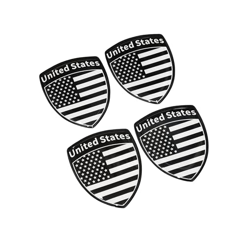 PTDecals 4 PCS 40x50mm Soft Flexible Epoxid Vereinigte Staaten Flagge Emblem Aufkleber US Aufkleber für Fahrzeug Auto Auto Motorrad Helm Home Decoration (Schwarz Weiß) von PTDecals