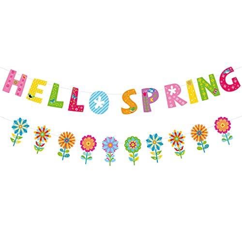 PTFNY Hello Spring Banner Bunte Frühlings-Wimpelkette Banner Blumenmuster Banner Girlande Frühling Ostern Party Dekorationen für Innen- und Außenbereich Wandmantel Kamin Frühlingspause Feier PTFNY Hello Spring Banner Bunte Frühlings-Wimpelkette Banner Blumenmuster Banner Girlande Frühling Ostern Party Dekorationen für Innen- und Außenbereich Wandmantel Kamin Frühlingspause Feier von PTFNY