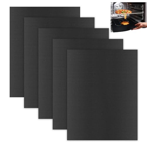 Grillmatte für Gasgrill, 5 Stück Backmatte 40 x 50 cm Backpapier Wiederverwendbar Dauerbackfolie Robuste Teflon Grillmatten für Backofen Öfen Grills Backbleche von PTHDEW