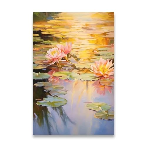 PTHEN Wandkunst Leinwanddrucke Leinwandposter Für Die Wanddekoration, Sonnenblumen-Dekoration, Bilder, Zimmerwanddekoration, Leinwandmalerei, Heimdekoration, Lotuspflanze(A1,40X50cm) von PTHEN