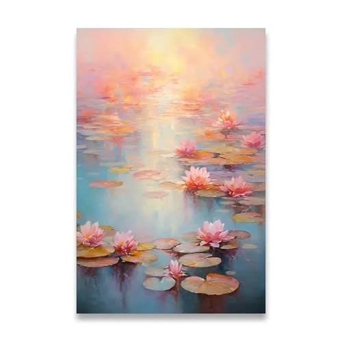 PTHEN Wandkunst Leinwanddrucke Leinwandposter Für Die Wanddekoration, Sonnenblumen-Dekoration, Bilder, Zimmerwanddekoration, Leinwandmalerei, Heimdekoration, Lotuspflanze(B1,40x60cm) von PTHEN