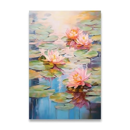 PTHEN Wandkunst Leinwanddrucke Leinwandposter Für Die Wanddekoration, Sonnenblumen-Dekoration, Bilder, Zimmerwanddekoration, Leinwandmalerei, Heimdekoration, Lotuspflanze(D1,50x70cm) von PTHEN