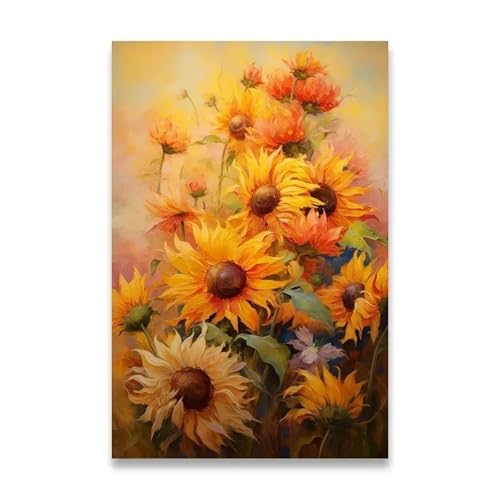PTHEN Wandkunst Leinwanddrucke Leinwandposter Für Die Wanddekoration, Sonnenblumen-Dekoration, Bilder, Zimmerwanddekoration, Leinwandmalerei, Heimdekoration, Lotuspflanze(EIN,50x70cm) von PTHEN