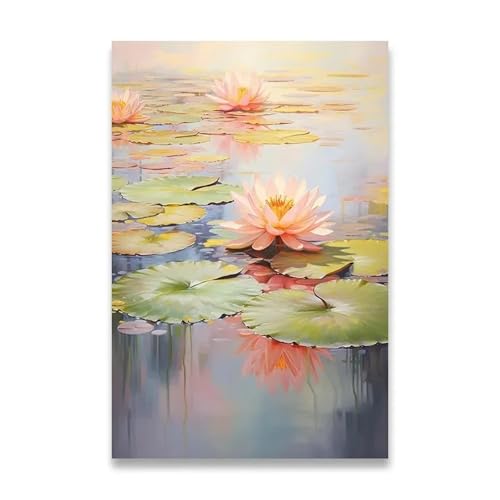 PTHEN Wandkunst Leinwanddrucke Leinwandposter Für Die Wanddekoration, Sonnenblumen-Dekoration, Bilder, Zimmerwanddekoration, Leinwandmalerei, Heimdekoration, Lotuspflanze(F,40X50cm) von PTHEN