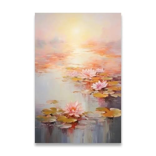 PTHEN Wandkunst Leinwanddrucke Leinwandposter Für Die Wanddekoration, Sonnenblumen-Dekoration, Bilder, Zimmerwanddekoration, Leinwandmalerei, Heimdekoration, Lotuspflanze(K,50x70cm) von PTHEN