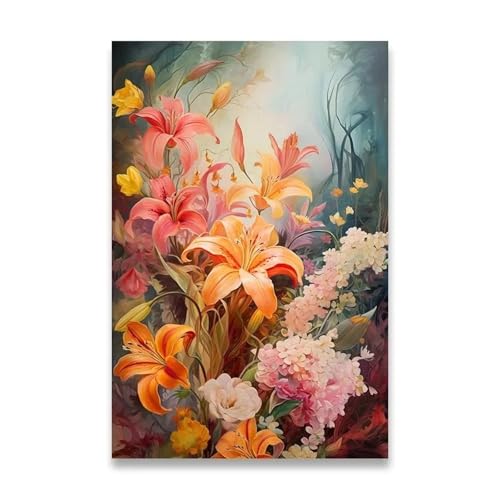PTHEN Wandkunst Leinwanddrucke Leinwandposter Für Die Wanddekoration, Sonnenblumen-Dekoration, Bilder, Zimmerwanddekoration, Leinwandmalerei, Heimdekoration, Lotuspflanze(N,40X50cm) von PTHEN